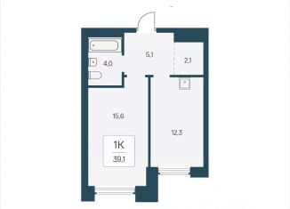 Продается однокомнатная квартира, 39.1 м2, Новосибирская область