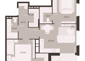 Продается двухкомнатная квартира, 78 м2, Рязань