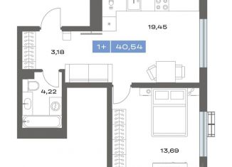 Продаю 1-ком. квартиру, 40.54 м2, Тобольск