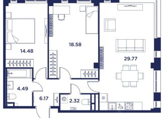 Продажа двухкомнатной квартиры, 75.81 м2, Санкт-Петербург