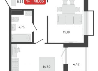 Продажа однокомнатной квартиры, 48.05 м2, Шадринск
