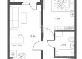 Продажа однокомнатной квартиры, 37 м2, Липецк, улица Перова, 2