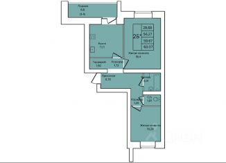 Продажа 2-комнатной квартиры, 59.67 м2, Череповец