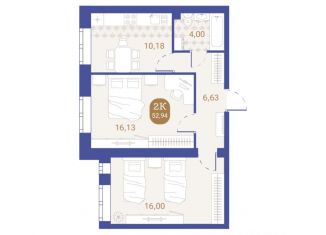 Продаю 2-комнатную квартиру, 52.94 м2, Пенза, Октябрьский район