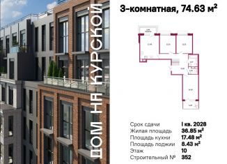 Продается 3-комнатная квартира, 74.63 м2, Санкт-Петербург, Фрунзенский район