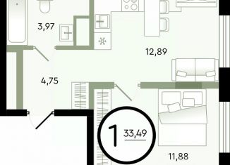 Продаю однокомнатную квартиру, 33.49 м2, Тюменская область