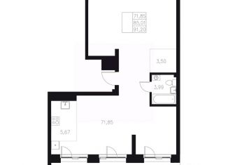 Продам 1-комнатную квартиру, 91.2 м2, Казань, Кировский район