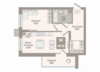 Продаю однокомнатную квартиру, 45.8 м2, Курганская область, 12-й микрорайон, 2