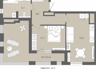 1-комнатная квартира на продажу, 53 м2, Пионерский