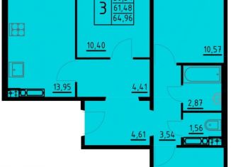 3-комнатная квартира на продажу, 64.96 м2, Пермь, улица Танцорова, 96, Кировский район