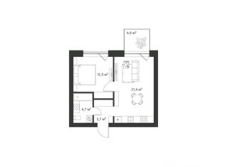 Продам 1-ком. квартиру, 46.9 м2, Липецкая область