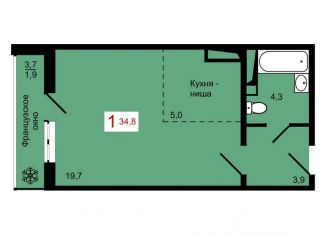 Продается 1-комнатная квартира, 34.8 м2, Красноярск, Кировский район