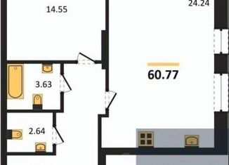 Продажа 1-комнатной квартиры, 60.77 м2, Воронеж, Ленинский район