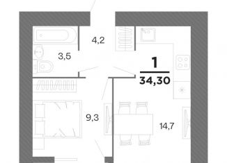 Продажа 1-ком. квартиры, 34.3 м2, Рязань, Московский район