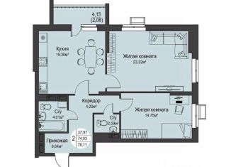 Продажа 2-ком. квартиры, 76.11 м2, Орёл, улица Кузнецова, 1, Северный район