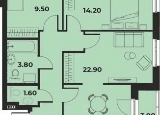 Продам двухкомнатную квартиру, 62.4 м2, Пермский край