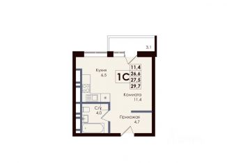 Продам 1-ком. квартиру, 27.3 м2, Ростов-на-Дону
