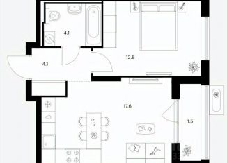 Продажа 1-комнатной квартиры, 42.7 м2, Ярославская область, ЖК Волга Парк, 2В