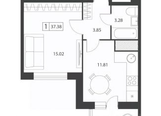 Продается 1-комнатная квартира, 37.38 м2, Тверь