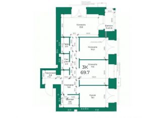 Продам 3-комнатную квартиру, 69.7 м2, Барнаул, Индустриальный район