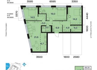 Продается 4-ком. квартира, 98 м2, Уфа, Октябрьский район, улица Маршала Жукова, 35