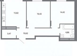Продажа 2-комнатной квартиры, 68.08 м2, Рязань