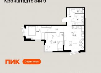 Продаю двухкомнатную квартиру, 67.3 м2, Москва, станция Балтийская, ЖК Кронштадтский 9, 11.2