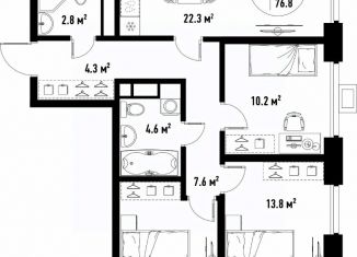 4-комнатная квартира на продажу, 76.8 м2, Астрахань, улица Бэра