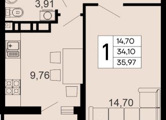 Продам 1-комнатную квартиру, 35.97 м2, Адыгея