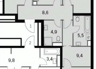 Продам 3-ком. квартиру, 83.1 м2, Москва, метро Тушинская