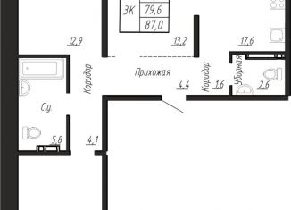Продам 3-ком. квартиру, 87 м2, Ленинградская область