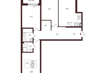 Продам 3-комнатную квартиру, 84.3 м2, Санкт-Петербург