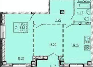 Продается однокомнатная квартира, 62.32 м2, Омск, Кировский округ