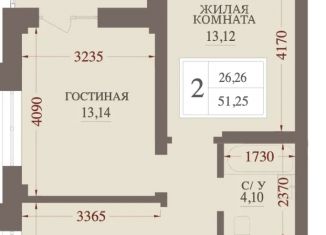Продаю 2-ком. квартиру, 51.25 м2, Абакан, улица Чкалова, 42