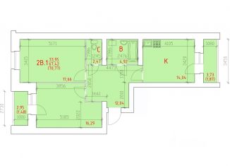 Продается 2-комнатная квартира, 70.77 м2, Череповец
