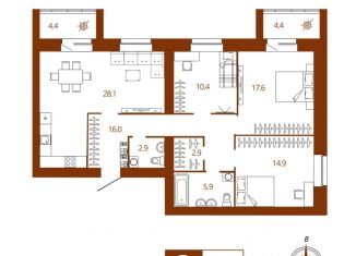 Продам 3-комнатную квартиру, 103.1 м2, Брянск, Советский район
