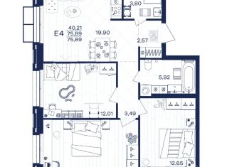 Продаю 3-ком. квартиру, 75.89 м2, Тульская область