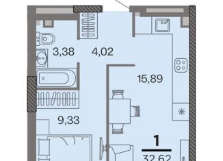 Продам 1-ком. квартиру, 32.62 м2, Рязанская область