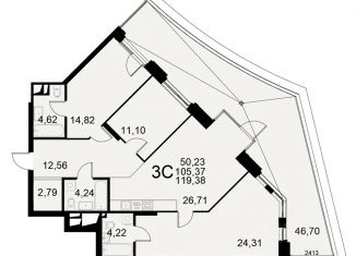 Продаю трехкомнатную квартиру, 119.38 м2, Тульская область, Хлебная площадь, 8