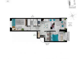 Продам 3-ком. квартиру, 63.4 м2, Пермский край