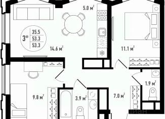 Продаю 3-комнатную квартиру, 53.3 м2, Астрахань, Ленинский район