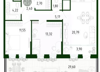 Продажа 3-комнатной квартиры, 95.45 м2, Тульская область