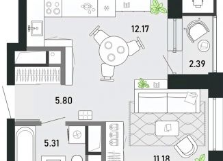 Квартира на продажу студия, 36.85 м2, Тульская область
