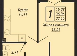Однокомнатная квартира на продажу, 37.65 м2, Краснодарский край, 3-й микрорайон, 25